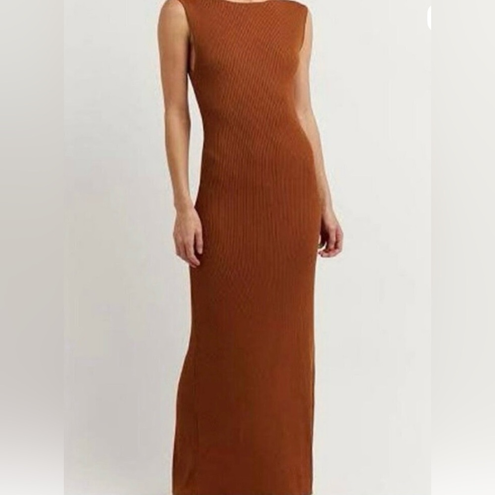 Dissh rust ribbed sleeveless maxi dress